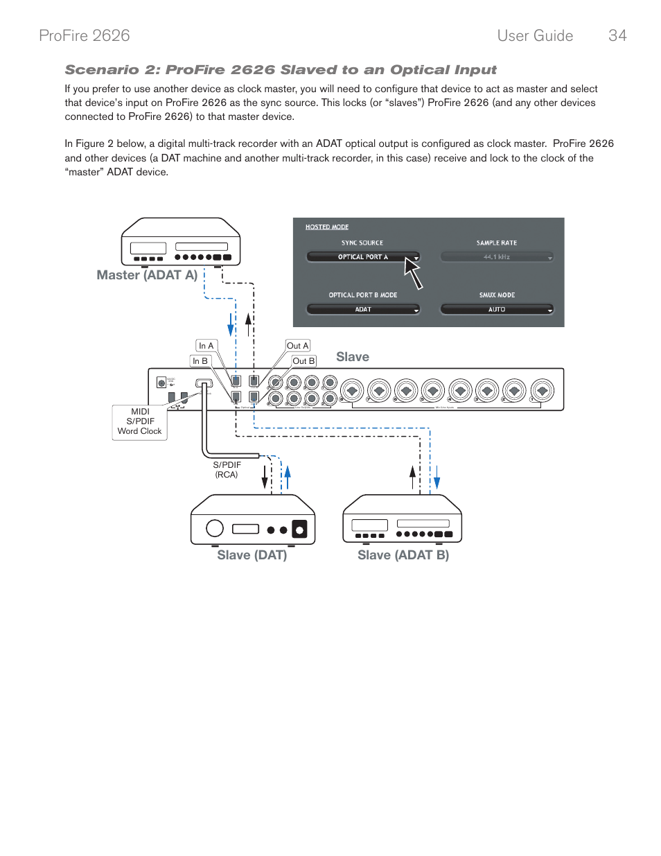 Slave master (adat a) slave (dat) slave (adat b) | M-AUDIO PROFIRE 2626 User Manual | Page 35 / 51