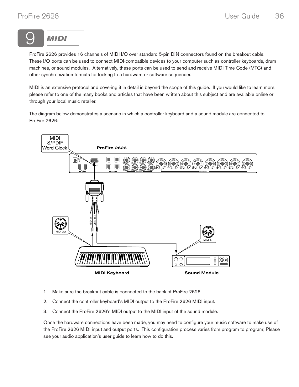 Midi, Midi s/pdif word clock | M-AUDIO PROFIRE 2626 User Manual | Page 37 / 51