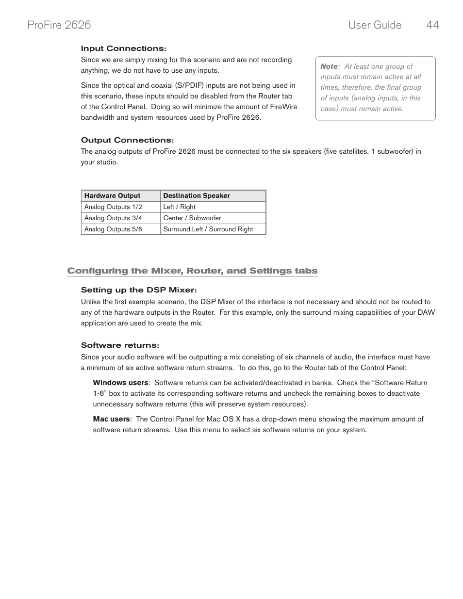 Configuring the mixer, router, and settings tabs | M-AUDIO PROFIRE 2626 User Manual | Page 45 / 51