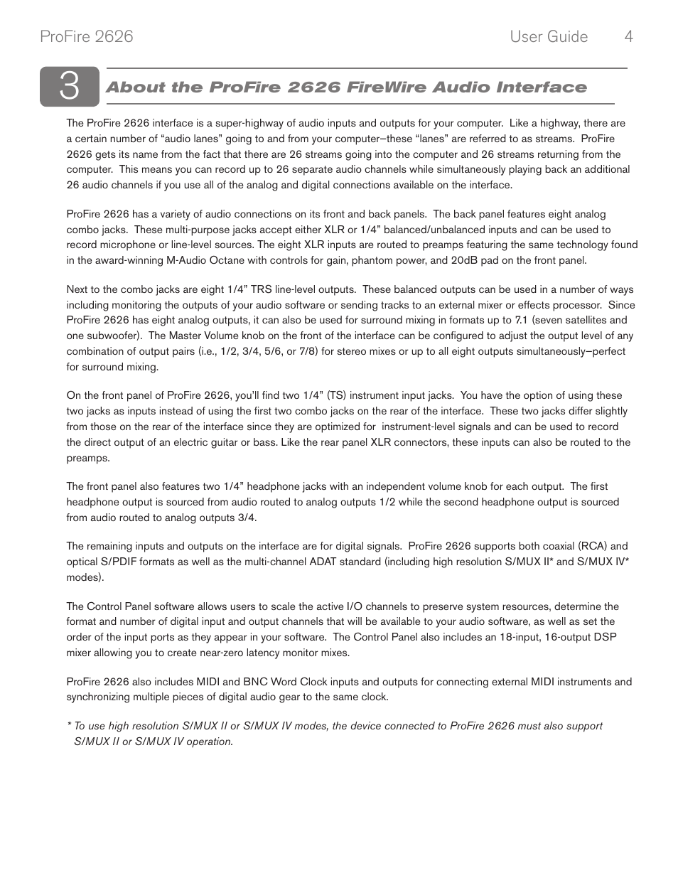 About the profire 2626 firewire audio interface | M-AUDIO PROFIRE 2626 User Manual | Page 5 / 51