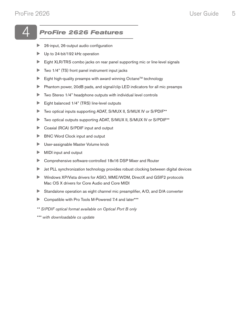 Profire 2626 features | M-AUDIO PROFIRE 2626 User Manual | Page 6 / 51