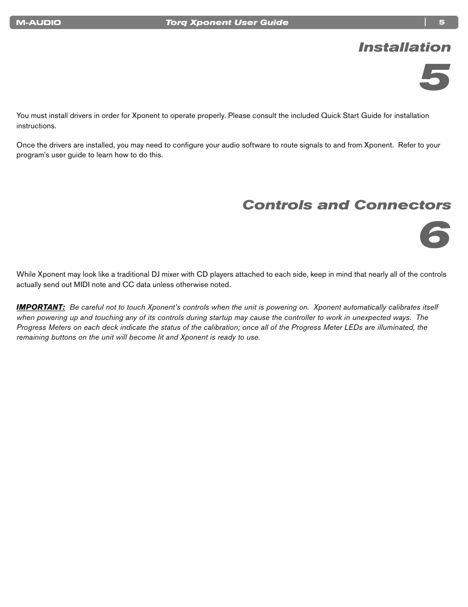 Installation, Controls and connectors | M-AUDIO TORQ XPONENT User Manual | Page 5 / 20