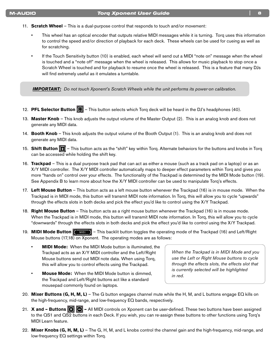 M-AUDIO TORQ XPONENT User Manual | Page 8 / 20