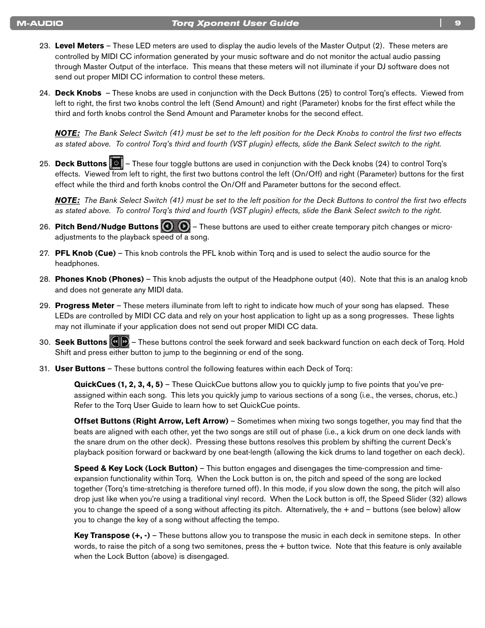 M-AUDIO TORQ XPONENT User Manual | Page 9 / 20