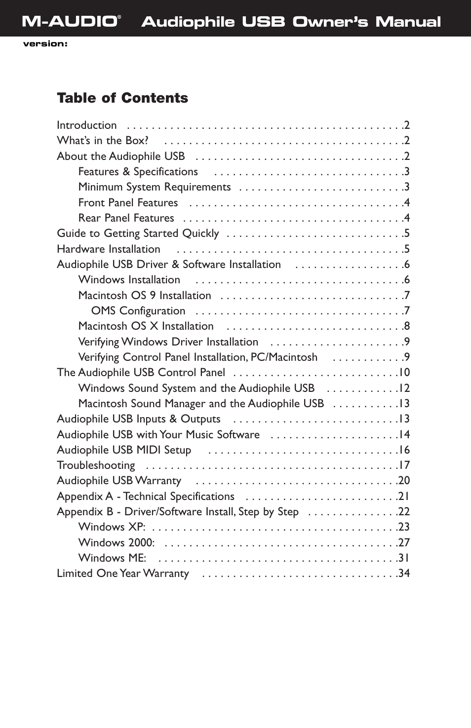 M-AUDIO AP-012403 User Manual | 35 pages