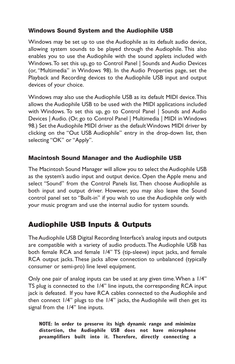 Audiophile usb inputs & outputs | M-AUDIO AP-012403 User Manual | Page 13 / 35