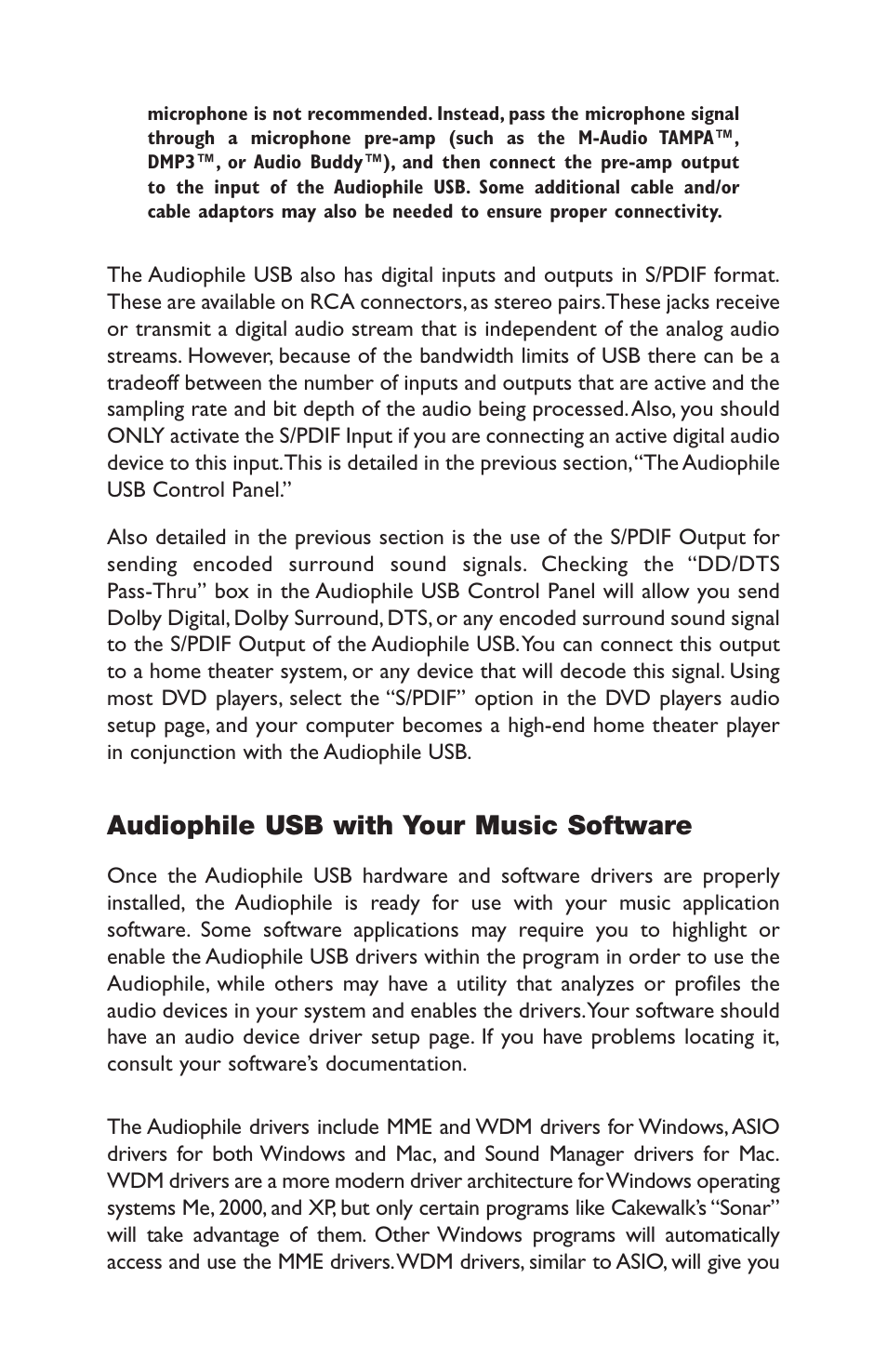 Audiophile usb with your music software | M-AUDIO AP-012403 User Manual | Page 14 / 35