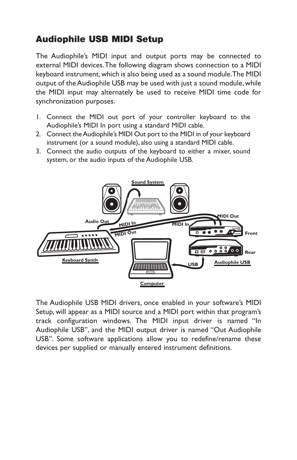 Audiophile usb midi setup | M-AUDIO AP-012403 User Manual | Page 17 / 35