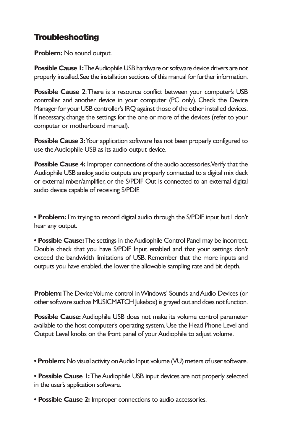 Troubleshooting | M-AUDIO AP-012403 User Manual | Page 18 / 35