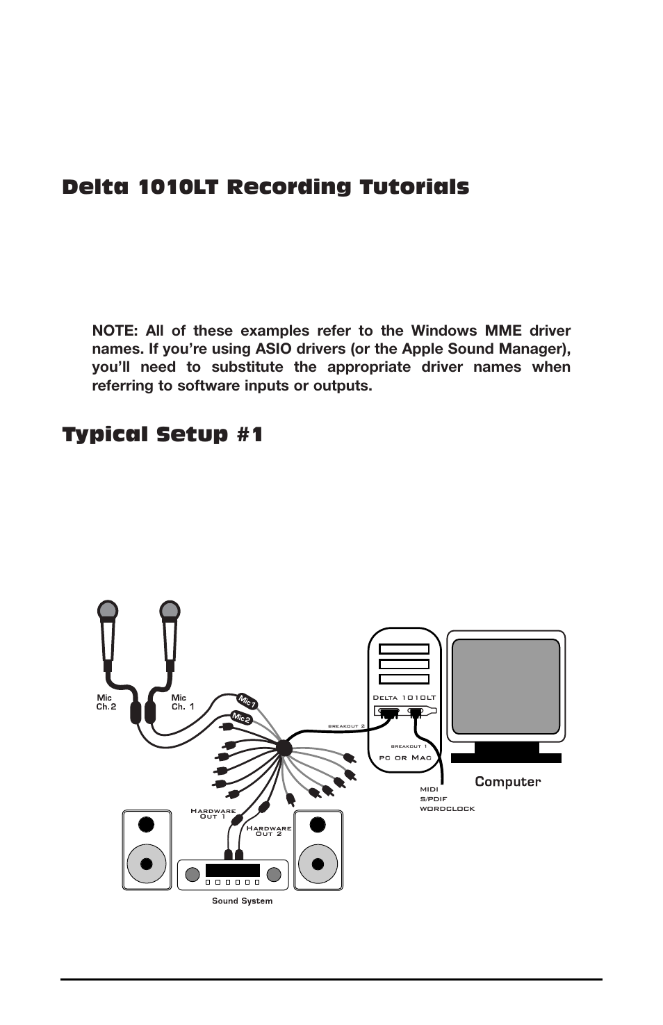 Delta 1010lt recording tutorials, Typical setup #1 | M-AUDIO 1010LT User Manual | Page 39 / 59