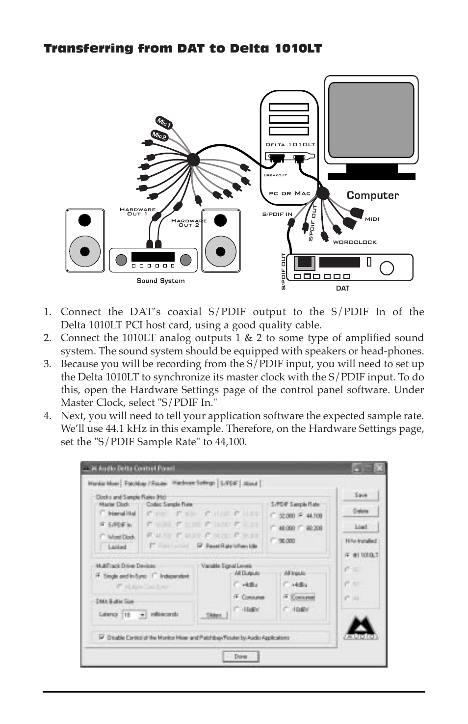 Transferring from dat to delta 1010lt | M-AUDIO 1010LT User Manual | Page 46 / 59