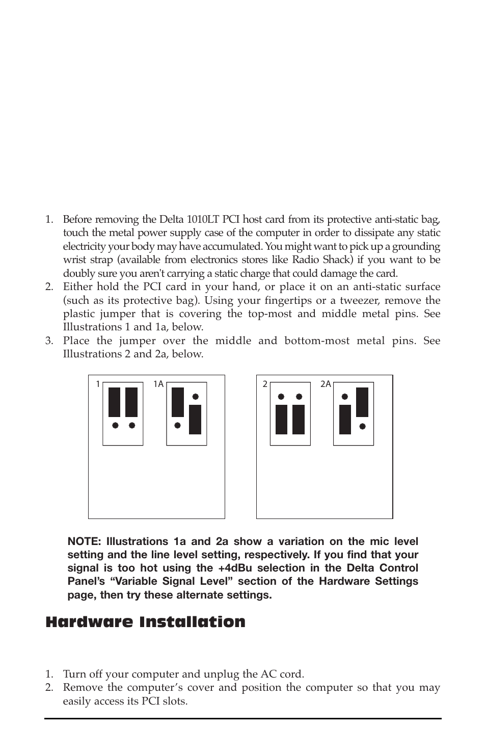 Hardware installation | M-AUDIO 1010LT User Manual | Page 8 / 59