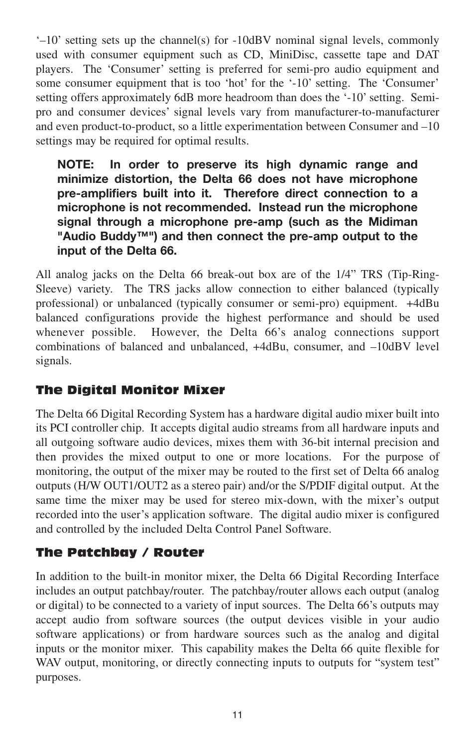 The digital monitor mixer, The patchbay / router, Synchronization | M-AUDIO DELTA 66 User Manual | Page 12 / 49