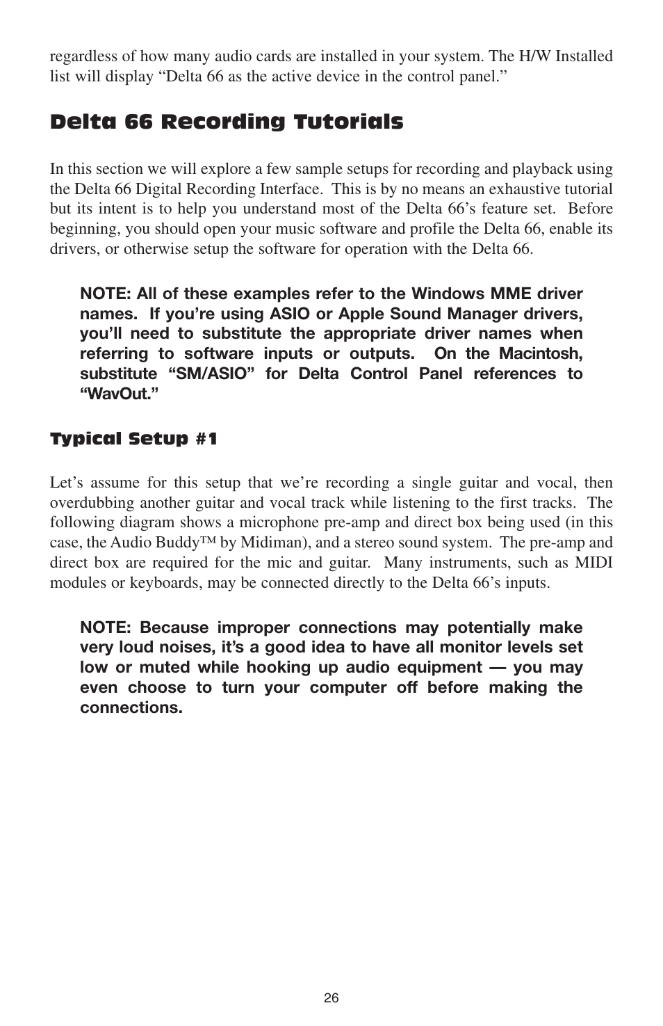 Delta 66 recording tutorials, Typical setup #1 | M-AUDIO DELTA 66 User Manual | Page 27 / 49