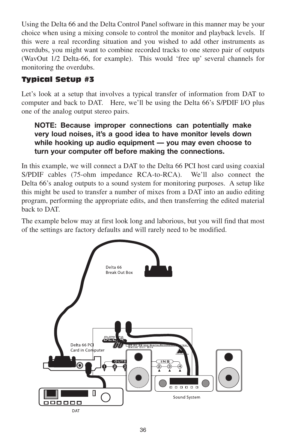 Typical setup #3, Transferring from dat to delta 66 | M-AUDIO DELTA 66 User Manual | Page 37 / 49