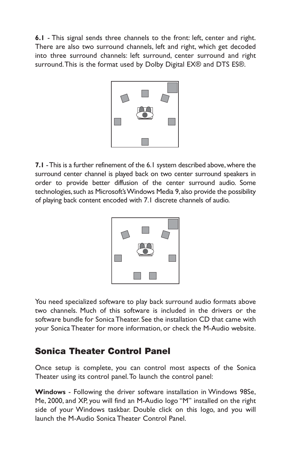 Sonica theater control panel | M-AUDIO Sonica Theater User Manual | Page 20 / 32