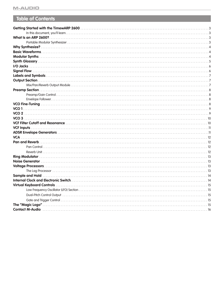 M-AUDIO TIMEWARP 2600 User Manual | Page 2 / 16