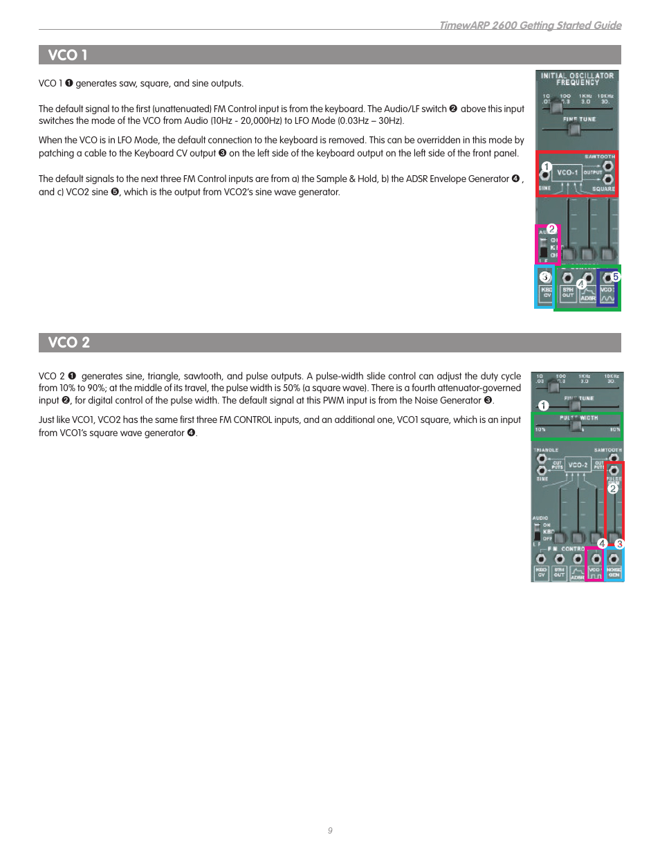 Vco 1, Vco 2 | M-AUDIO TIMEWARP 2600 User Manual | Page 9 / 16