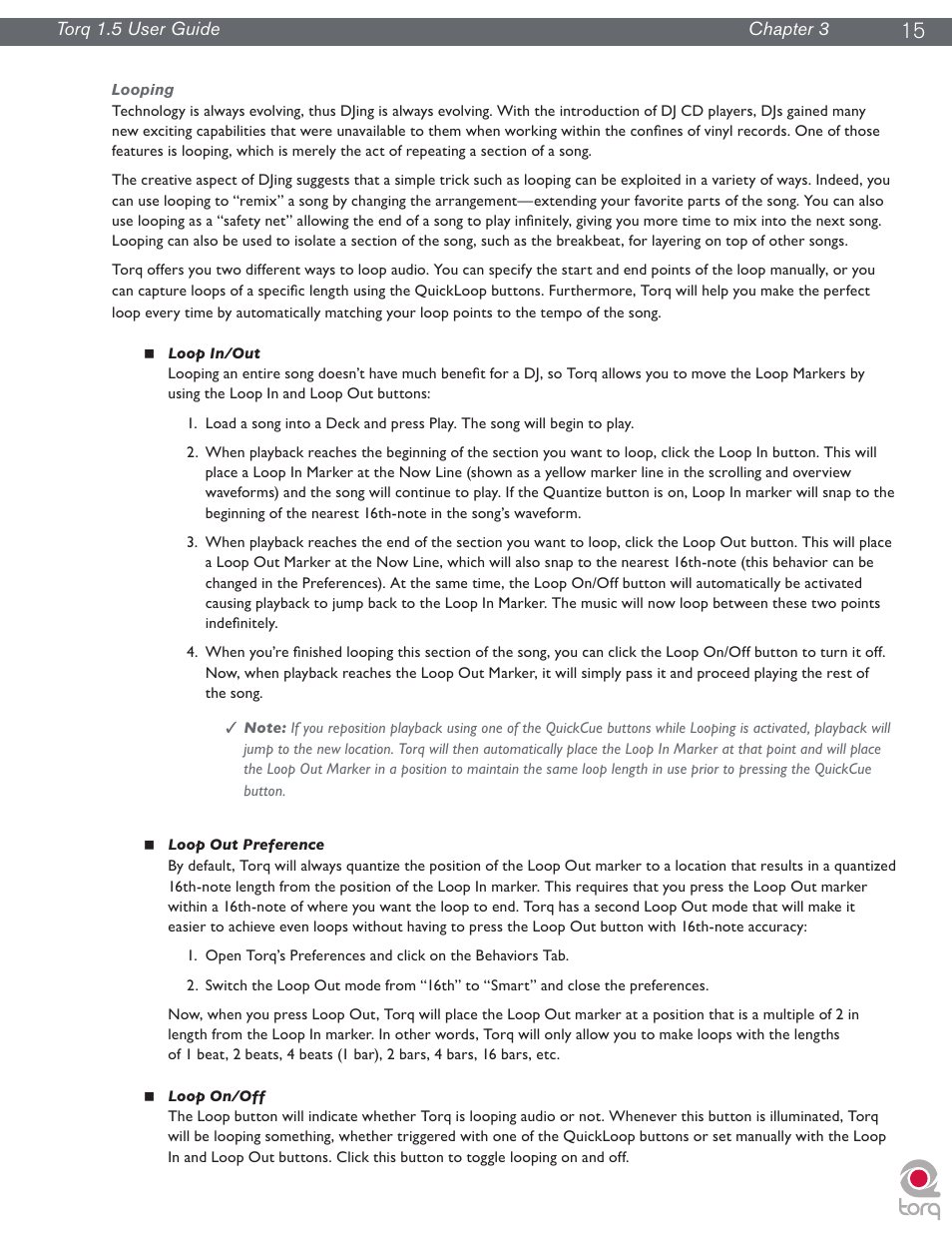 Looping | M-AUDIO Torq 1.5 User Manual | Page 16 / 99