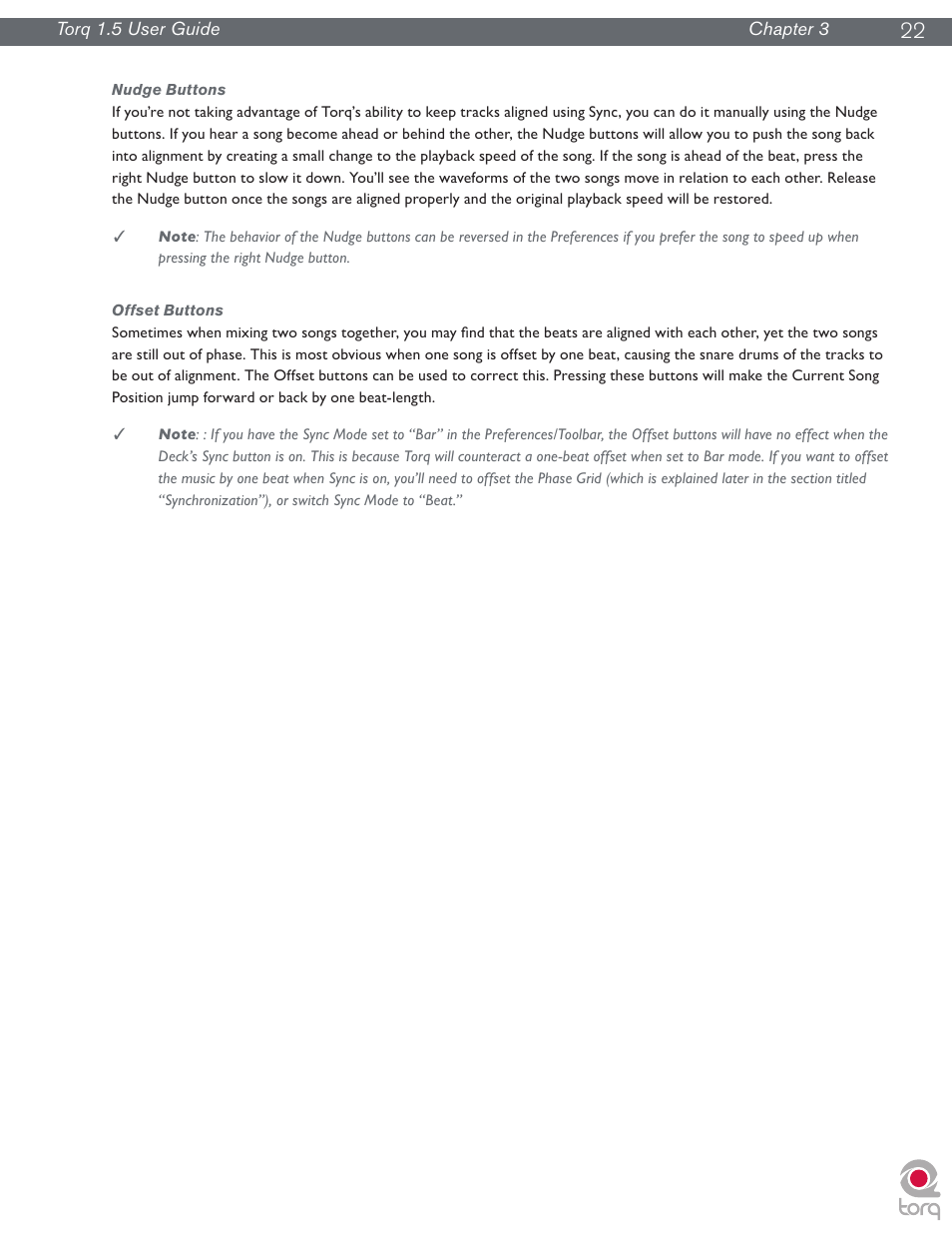 Nudge buttons, Offset buttons, Nudge buttons offset buttons | M-AUDIO Torq 1.5 User Manual | Page 23 / 99
