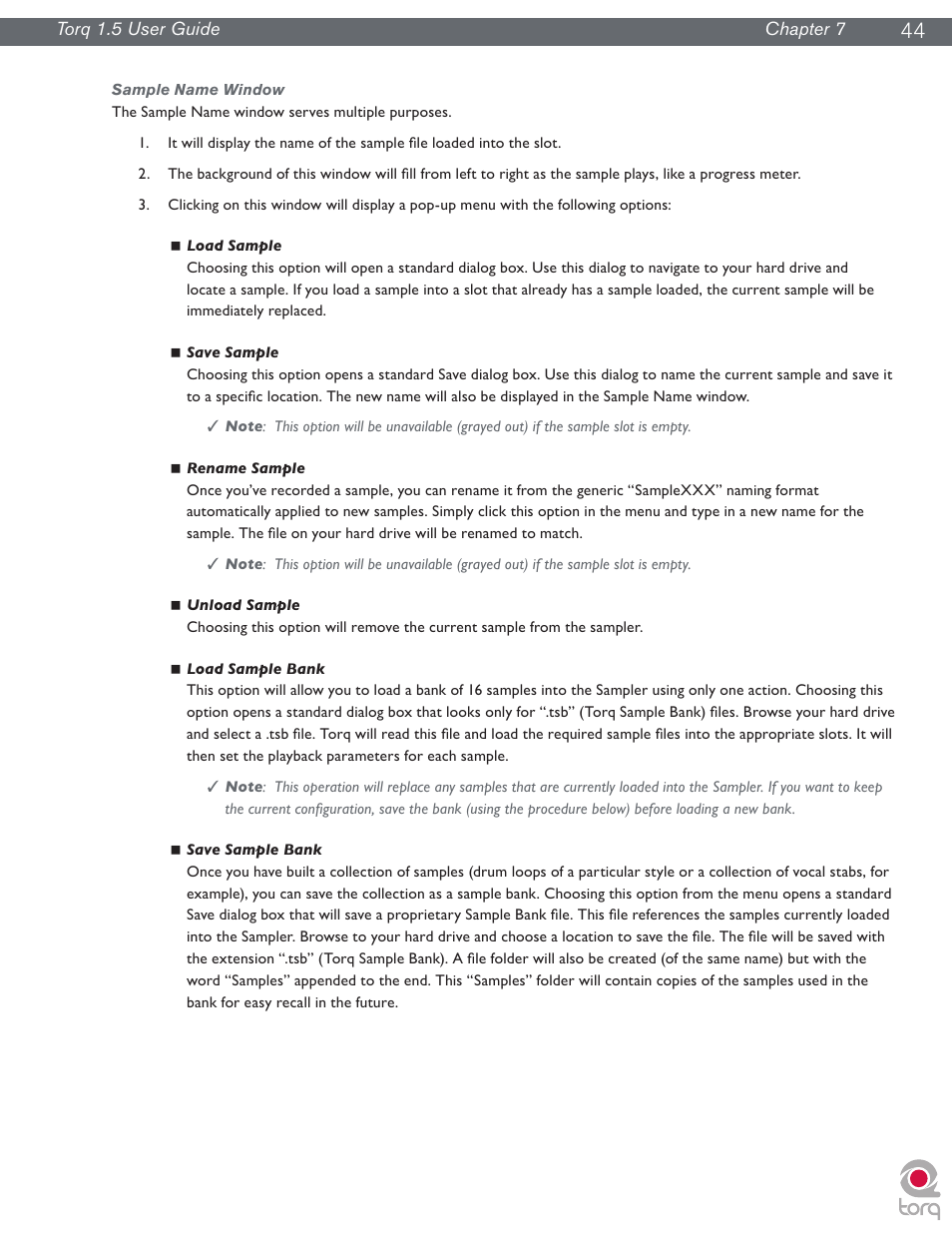 Sample name window | M-AUDIO Torq 1.5 User Manual | Page 45 / 99