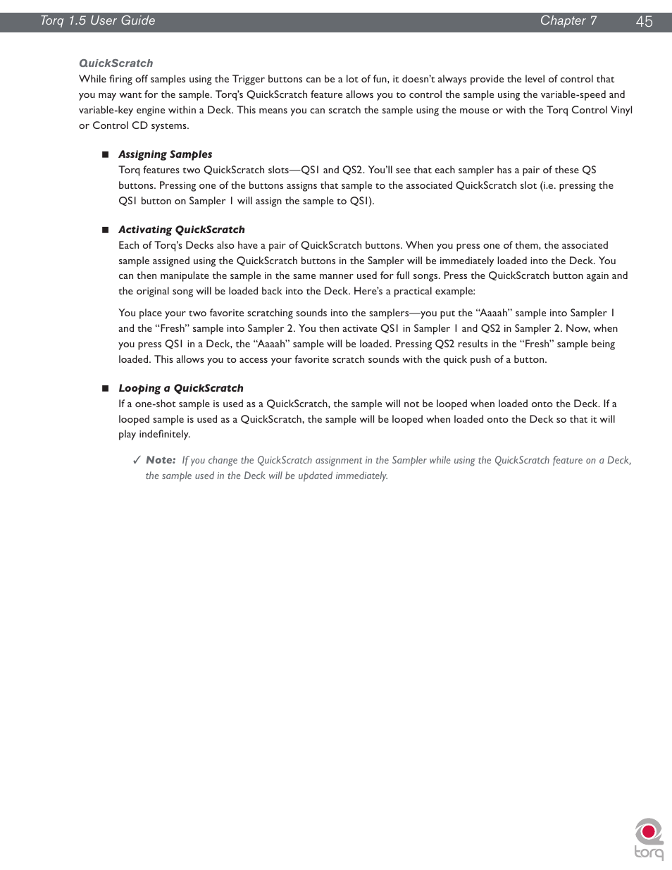 Quickscratch | M-AUDIO Torq 1.5 User Manual | Page 46 / 99