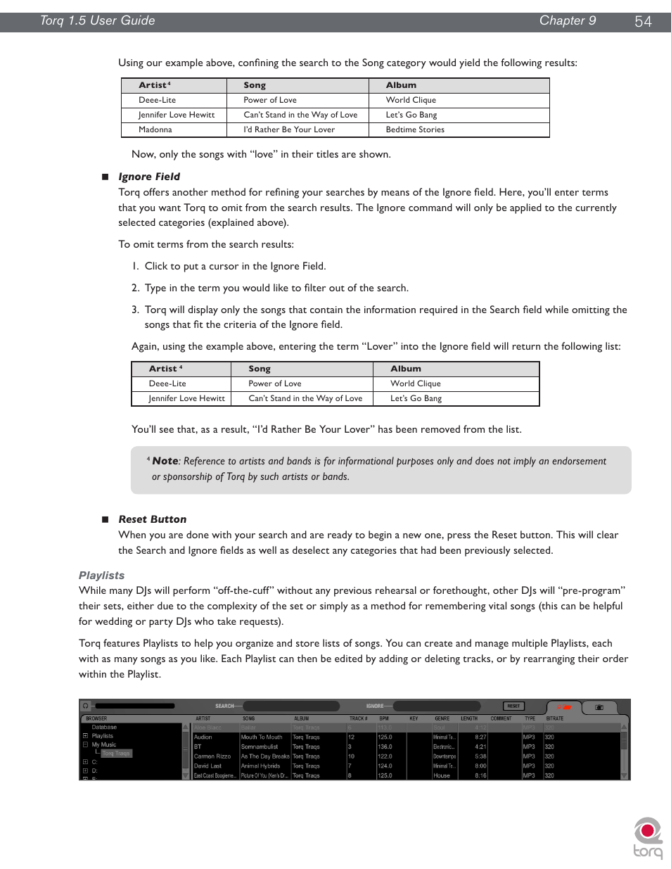 Playlists, Torq 1.5 user guide chapter 1, Torq 1.5 user guide chapter 9 | M-AUDIO Torq 1.5 User Manual | Page 55 / 99