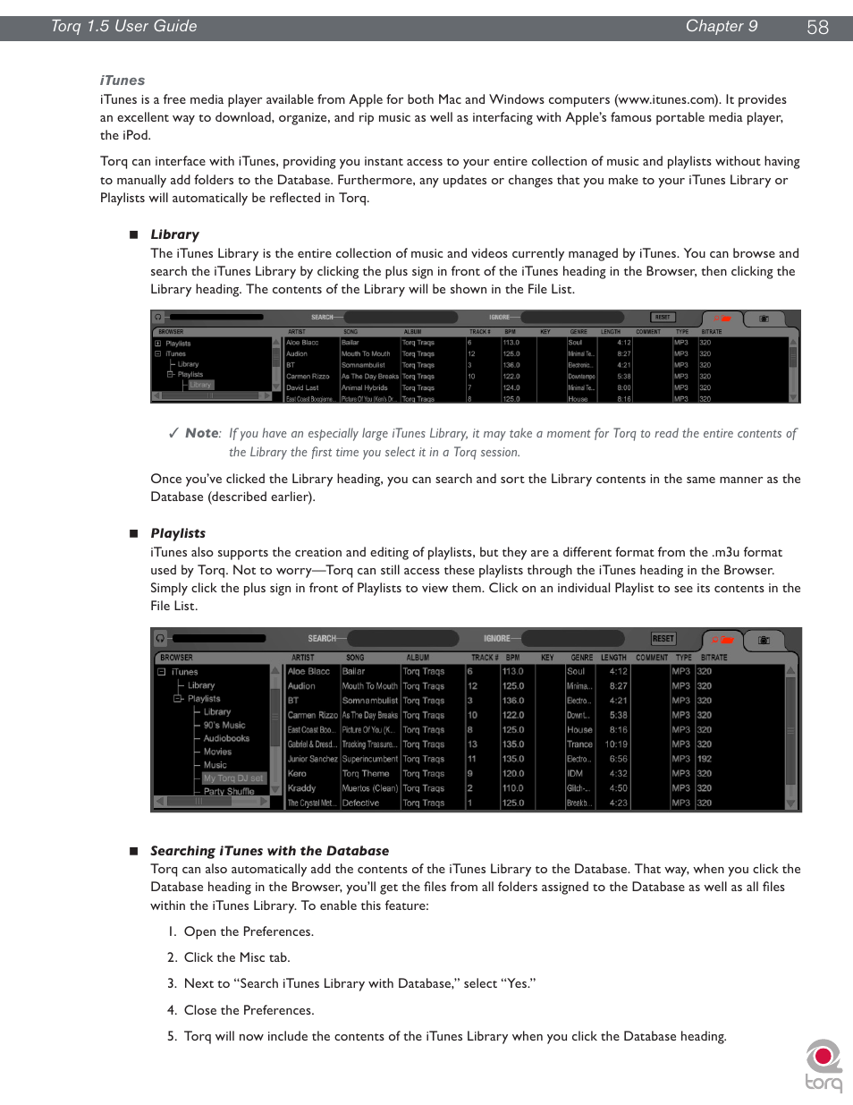 Itunes | M-AUDIO Torq 1.5 User Manual | Page 59 / 99