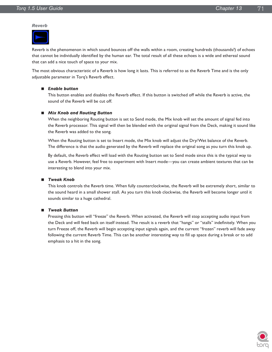 Reverb | M-AUDIO Torq 1.5 User Manual | Page 72 / 99