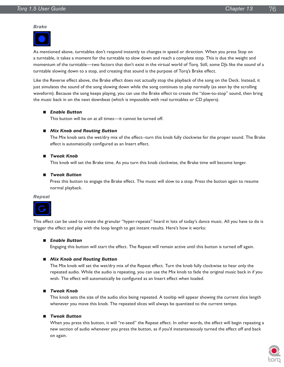 Brake, Repeat, Brake repeat | M-AUDIO Torq 1.5 User Manual | Page 77 / 99