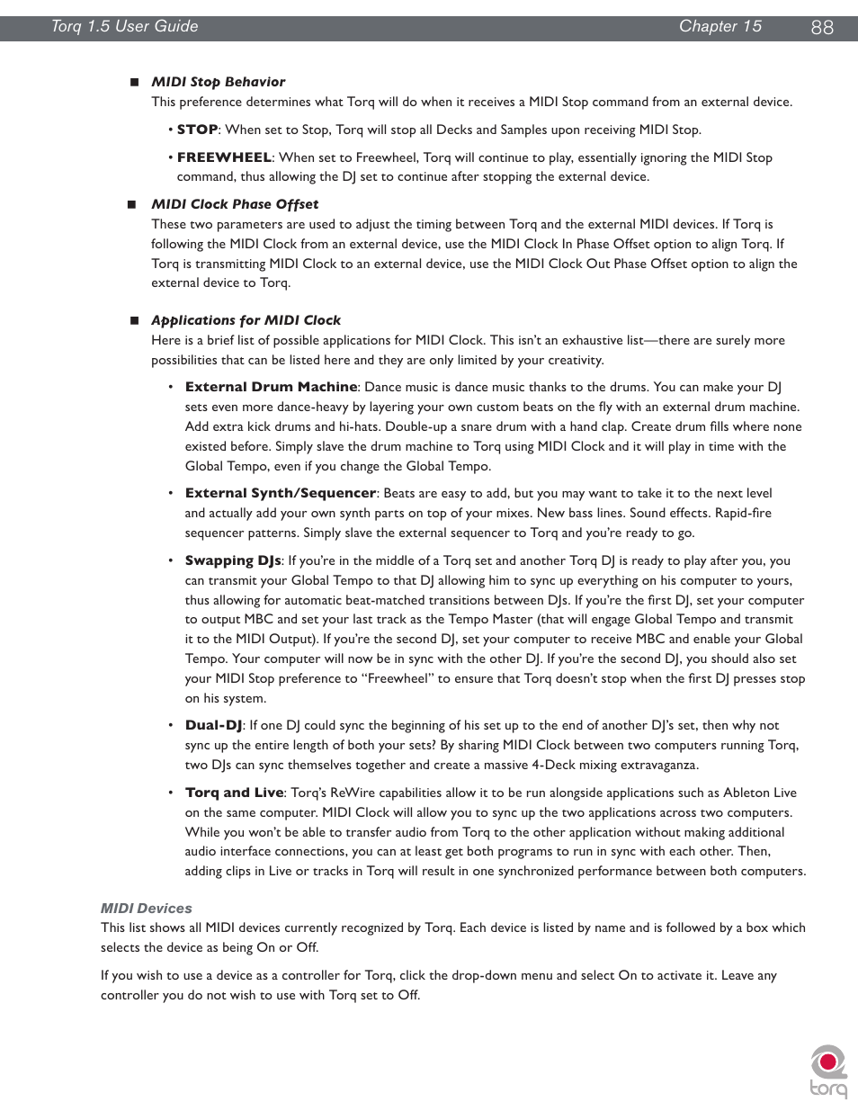 Midi devices | M-AUDIO Torq 1.5 User Manual | Page 89 / 99