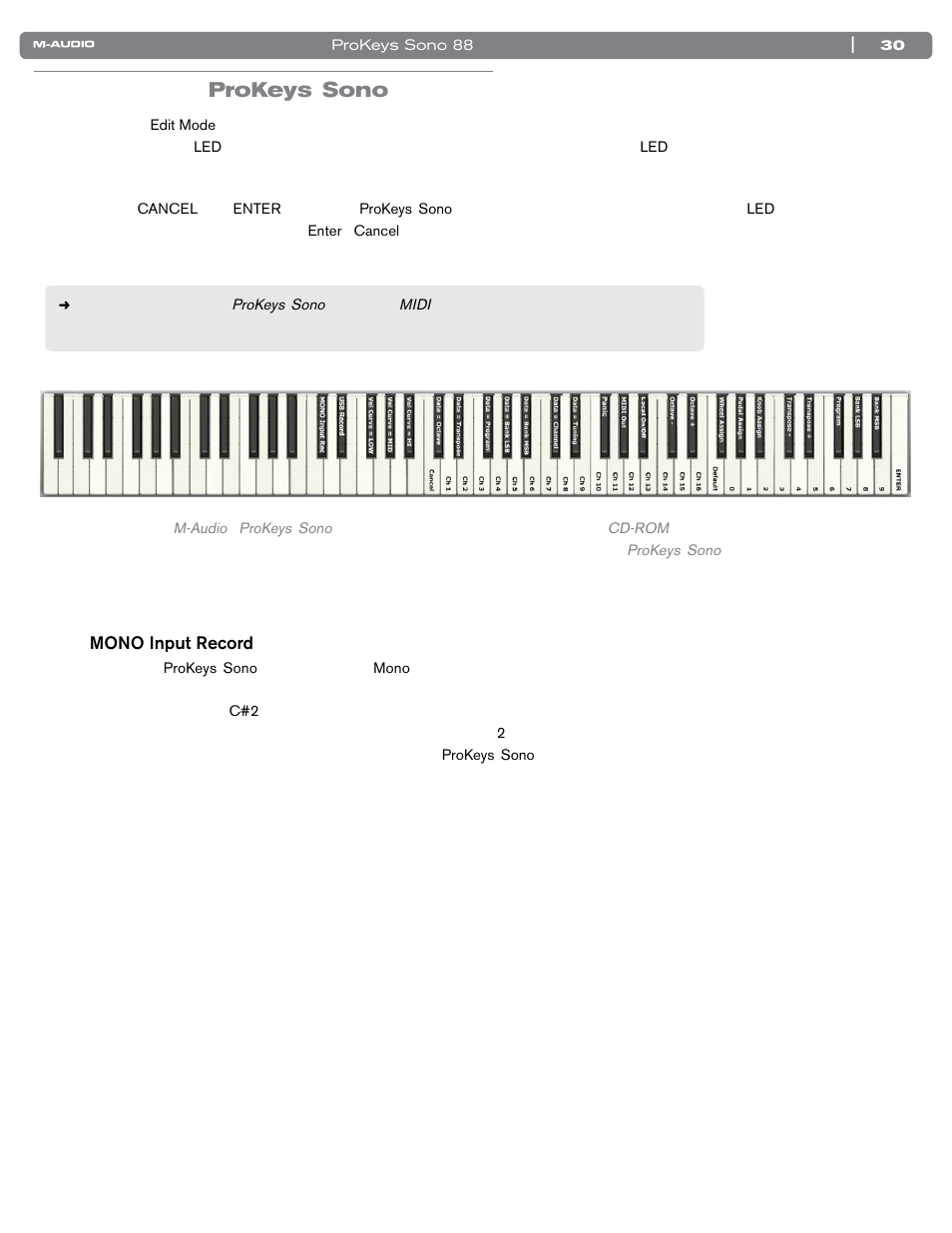 編集モードにおけるprokeys sonoの応用機能, 編集モードにおけるオーディオ・オプション, Prokeys sono | M-AUDIO SONO 88 User Manual | Page 31 / 51