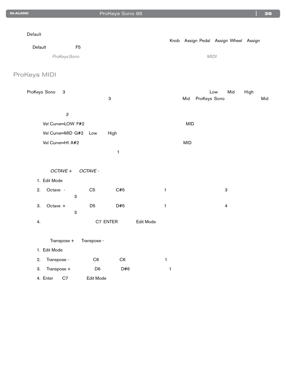 Prokeys midi出力設定, Prokeys midi | M-AUDIO SONO 88 User Manual | Page 37 / 51