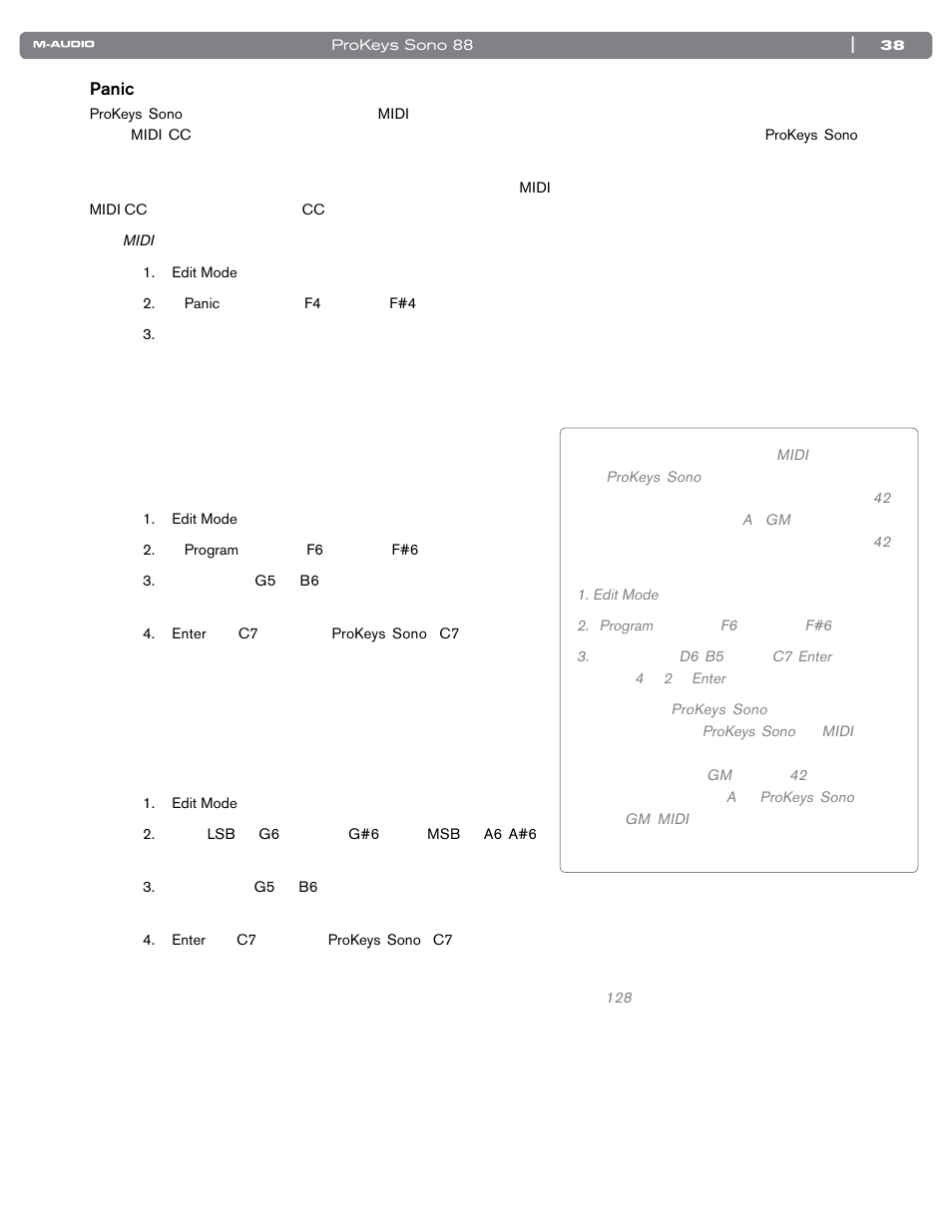 バンク・チェンジまたはプログラム・チェンジ・メッセージを送信する | M-AUDIO SONO 88 User Manual | Page 39 / 51