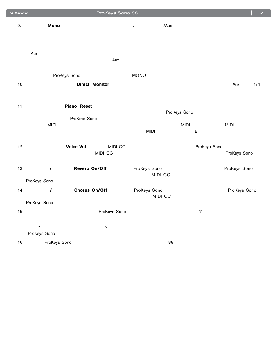 M-AUDIO SONO 88 User Manual | Page 8 / 51
