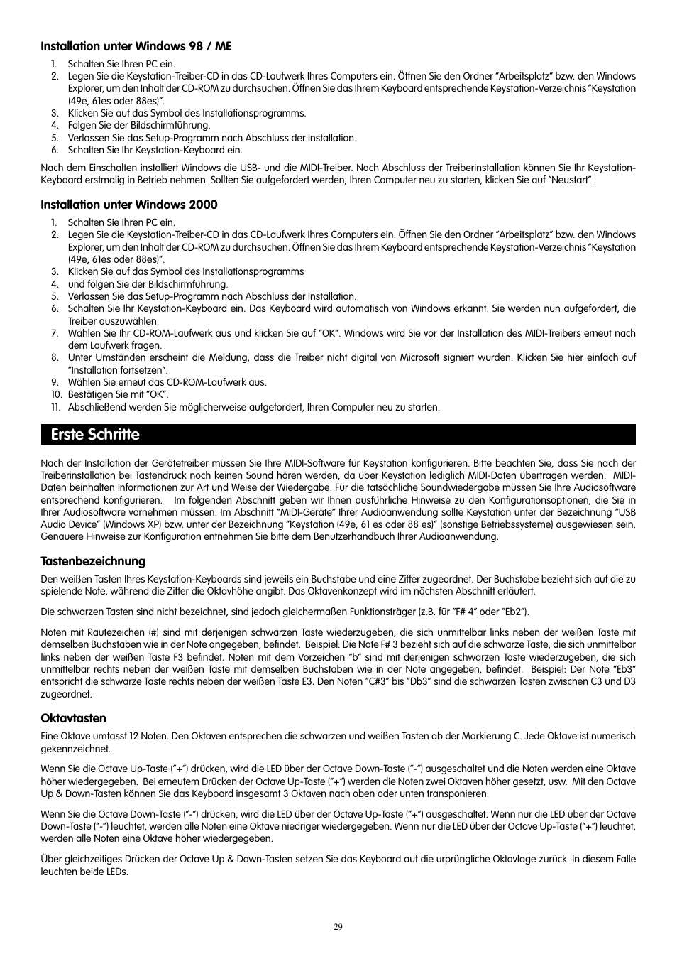 Erste schritte | M-AUDIO KeyStation 61es User Manual | Page 30 / 78