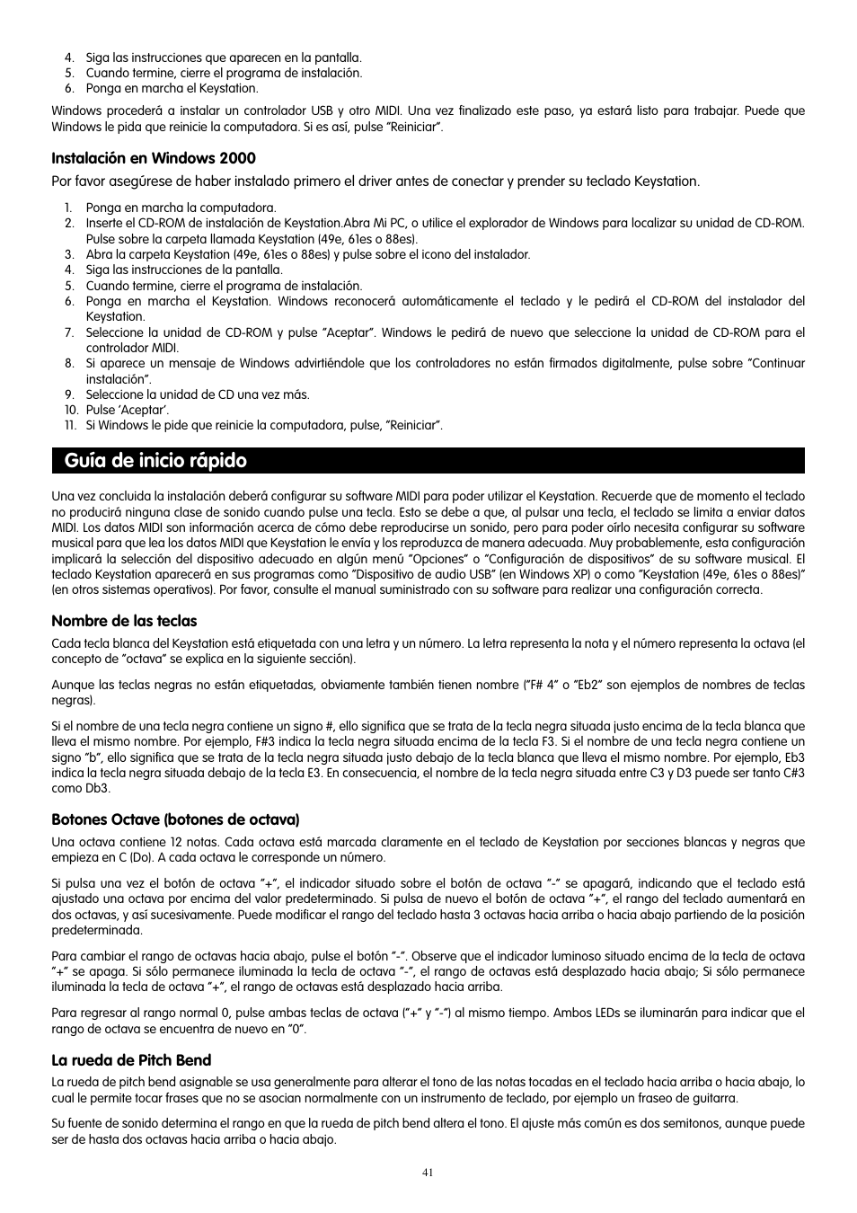 Guía de inicio rápido | M-AUDIO KeyStation 61es User Manual | Page 42 / 78