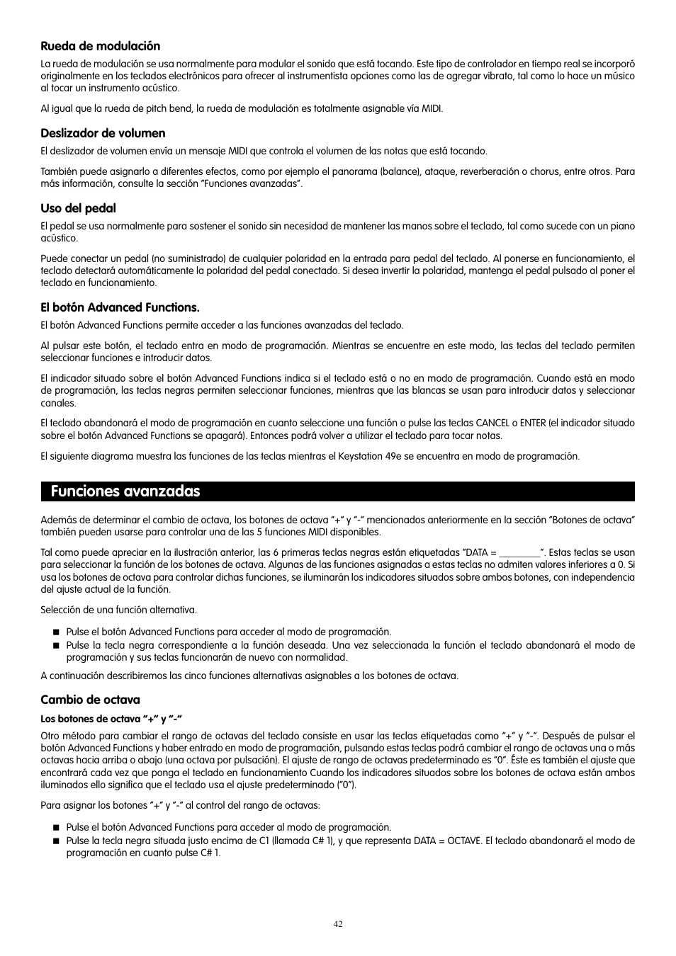 Funciones avanzadas | M-AUDIO KeyStation 61es User Manual | Page 43 / 78