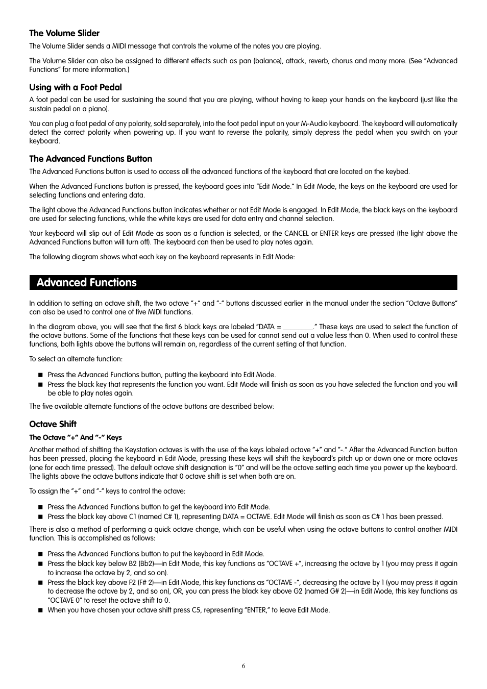 Advanced functions | M-AUDIO KeyStation 61es User Manual | Page 7 / 78