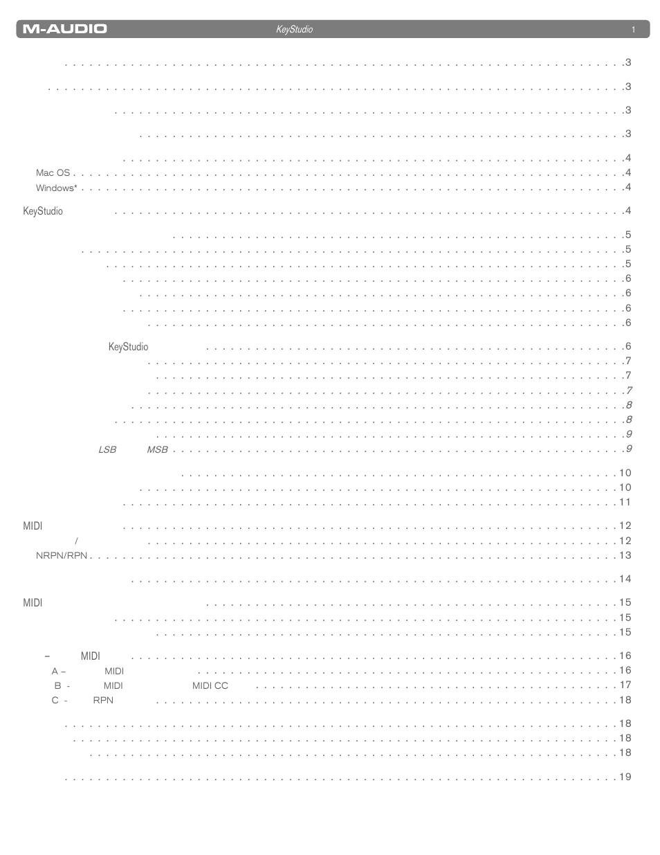 M-AUDIO KeyStudio MID0127GM User Manual | Page 2 / 20