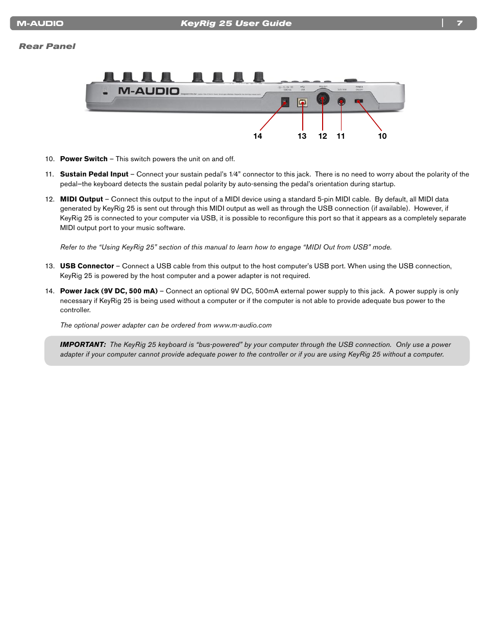 M-AUDIO KEYRIG 25 User Manual | Page 7 / 27