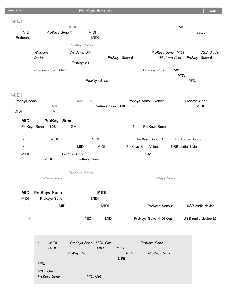 Midiシグナルを音楽ソフトウエアへ送信する, Midiシグナルを音楽ソフトウエアからルーティングする, Midi | M-AUDIO PROKEYS SONO 61 User Manual | Page 29 / 50