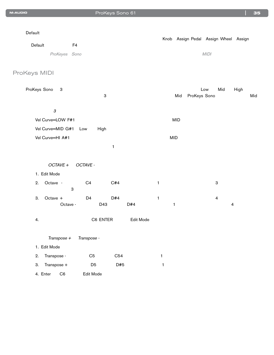 Prokeys midi出力設定, Prokeys midi | M-AUDIO PROKEYS SONO 61 User Manual | Page 36 / 50