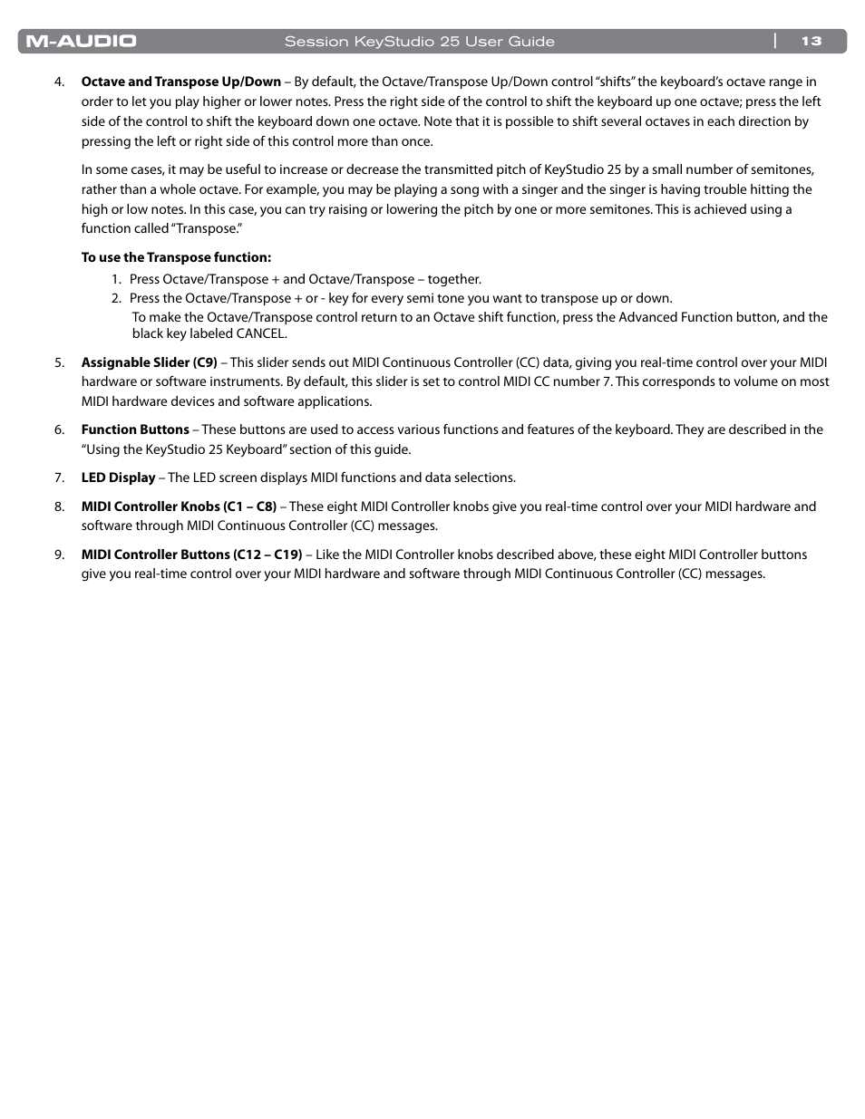 M-AUDIO KeyStudio 25 User Manual | Page 14 / 40