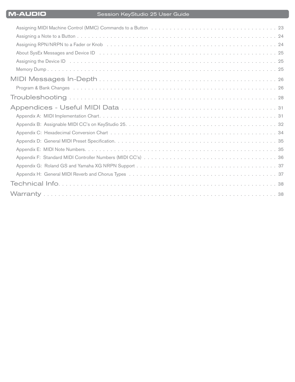 M-AUDIO KeyStudio 25 User Manual | Page 3 / 40