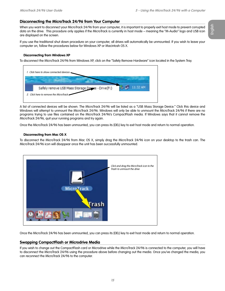 Swapping compactflash or microdrive media | M-AUDIO MICROTRACK 24/96 User Manual | Page 16 / 19