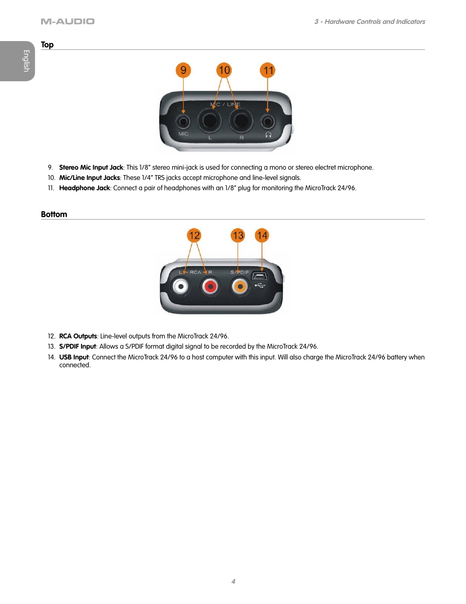 Bottom | M-AUDIO MICROTRACK 24/96 User Manual | Page 5 / 19