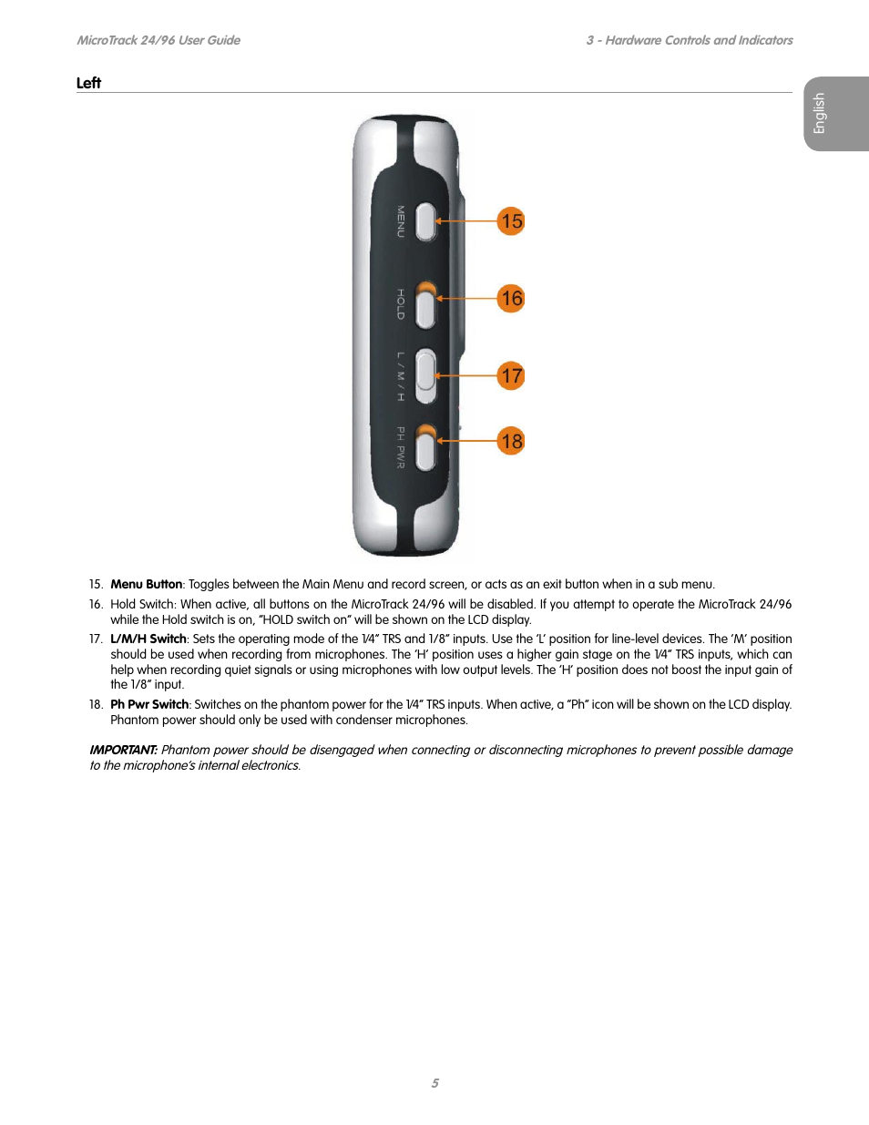 Left | M-AUDIO MICROTRACK 24/96 User Manual | Page 6 / 19