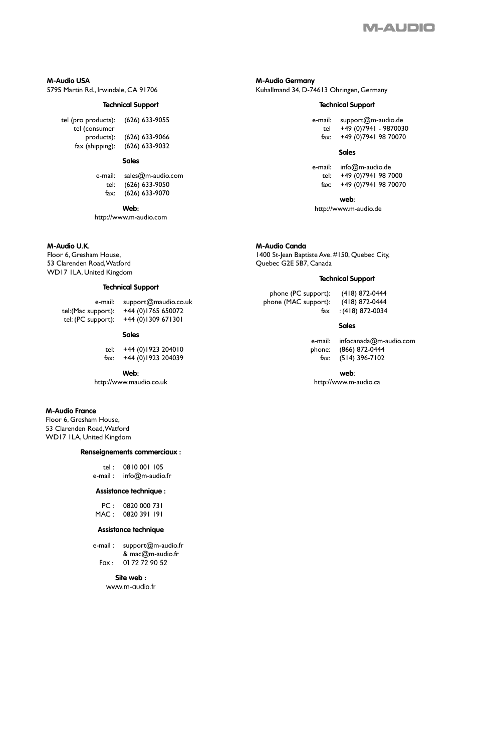 M-AUDIO NUVERA 100 MX User Manual | Page 5 / 6