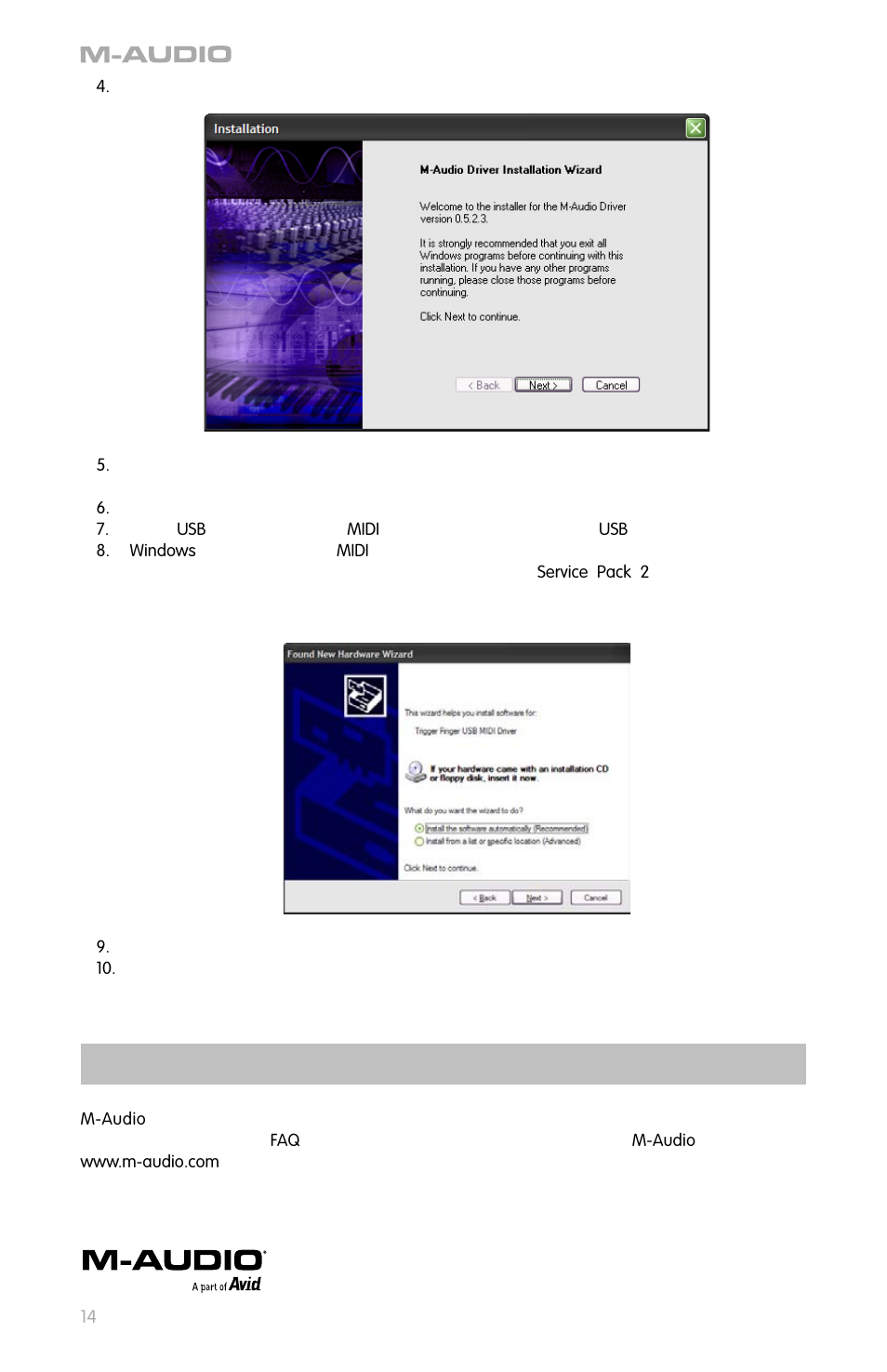 ドライバとサポート情報 | M-AUDIO Drums User Manual | Page 13 / 14